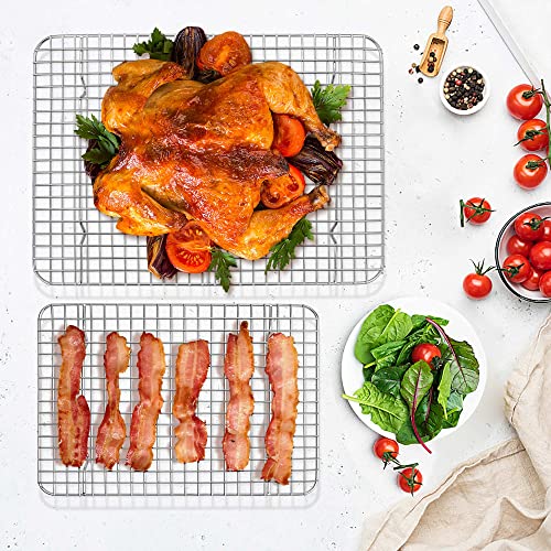 TeamFar Stainless Steel Cooling Racks Set 15.3 x 11.25 & 11.75 x 9 Inches