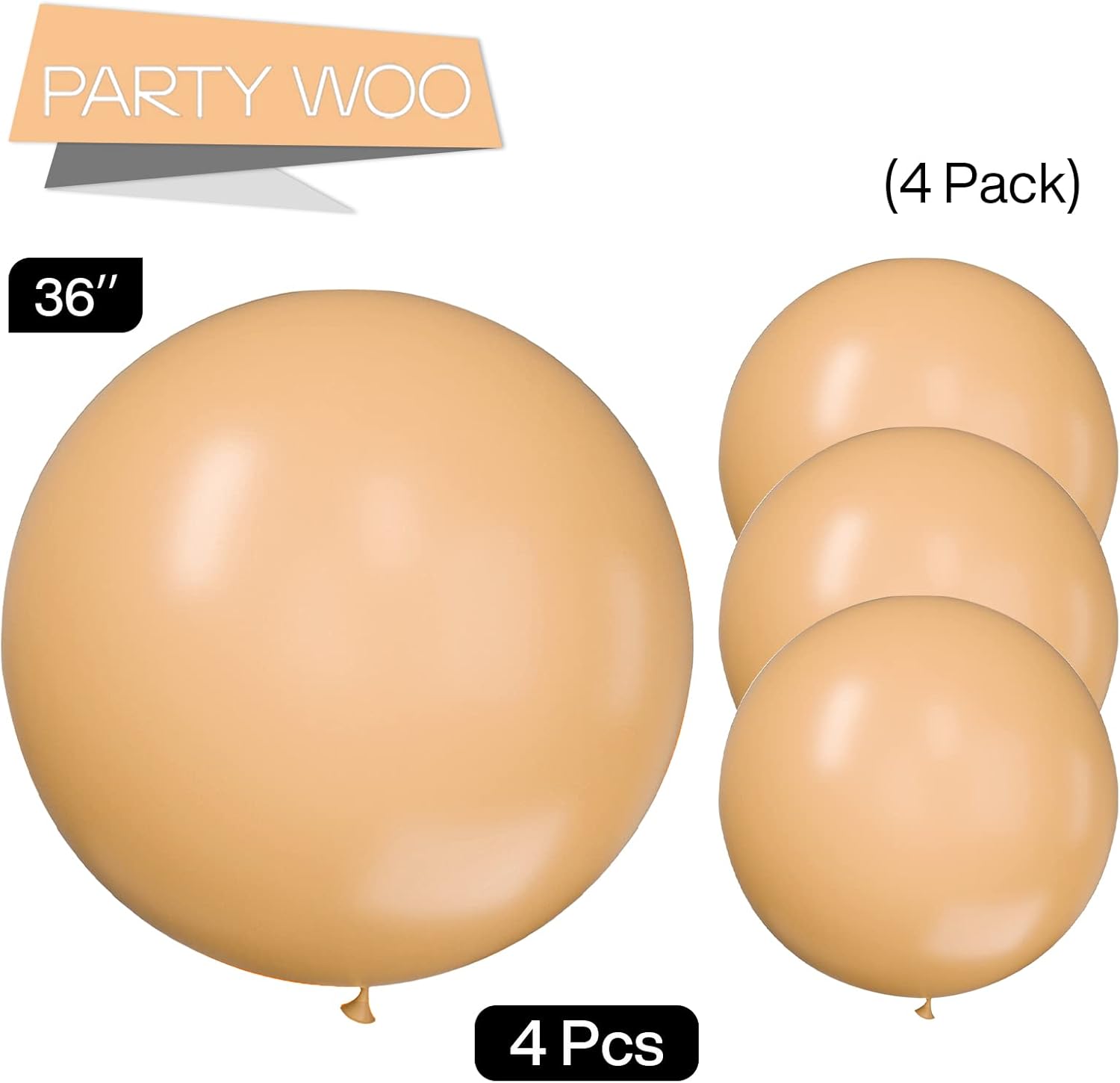 PartyWoo 36-Inch Nude Balloons - Apricot Boho Latex for Jungle Safari & Thanksgiving Celebrations
