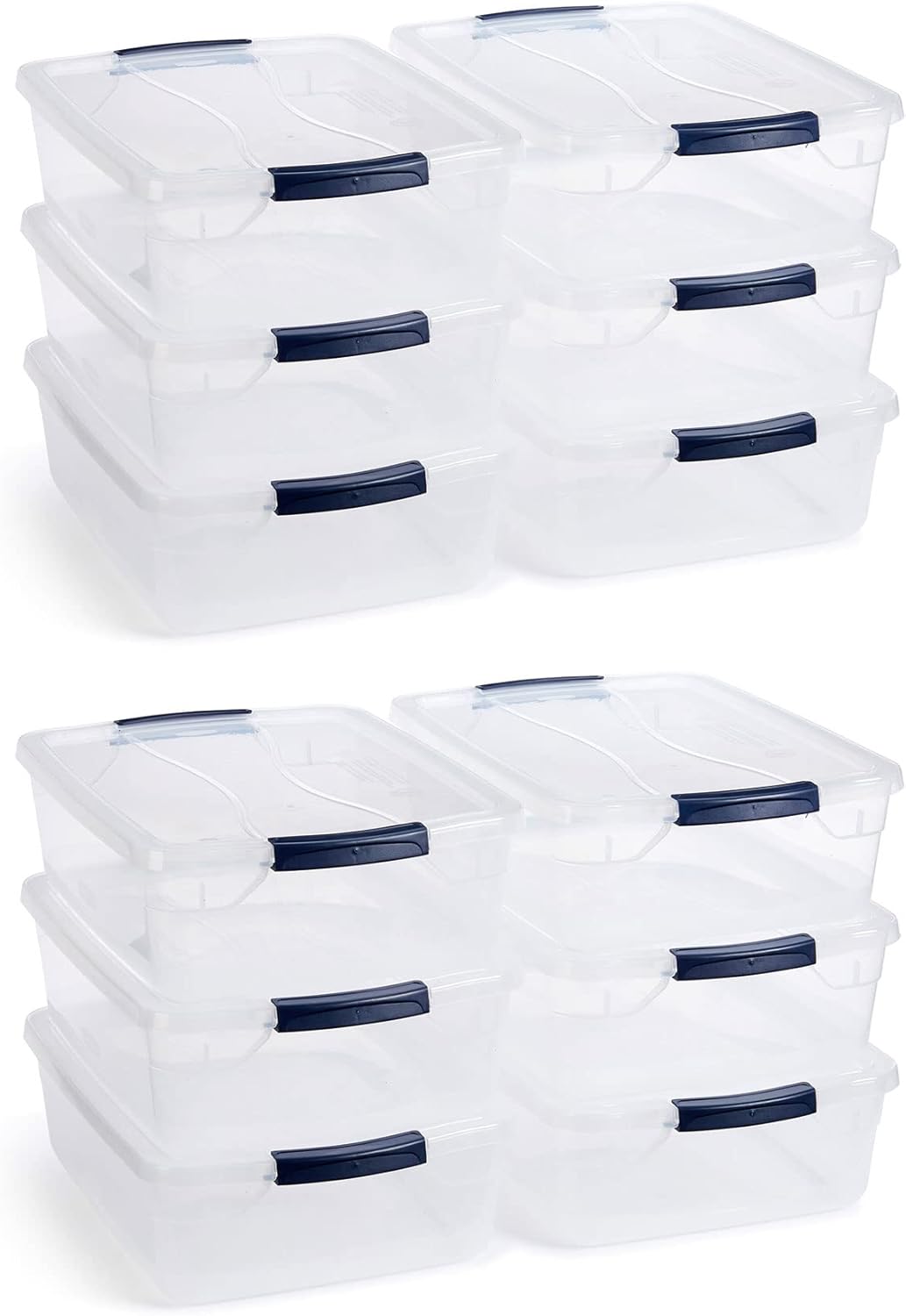 Rubbermaid Latching Plastic Storage Totes - Durable, Stackable Design | 12 Pack