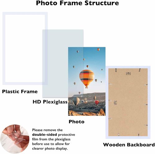 JCJMY 8.5x14 Picture Frame - White Wall Mount for Horizontal or Vertical Display | Shatter-Resistant Plexiglass