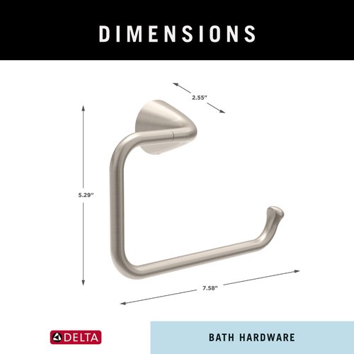 Delta Arvo (1-Pack) Hand Towel Holder SpotShield Brushed Nickel Towel Racks for Bathroom Wall Square Towel Ring Holder for Bath Towel Hanger for Kitchen, Bathroom Accessories ARV46-DN