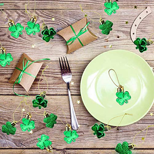 30 PCS St. Patrick's Day Shamrock Ornament Set - Good Luck Clover Decor