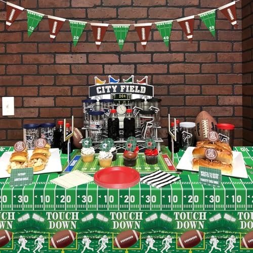 Football Party Tablecloths - Set of 3 Rectangle Covers, 51x86in