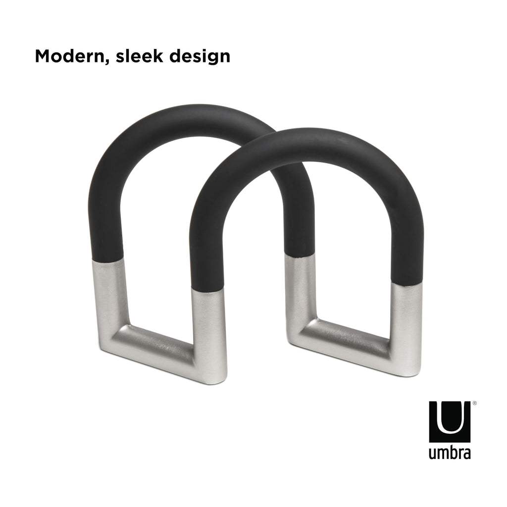 Umbra Swivel Napkin Holder With Dual Chrome Soft Touch Swivels - Heavy-Duty Kitchen & Dining Room Paper Storage - Stores a Bulk Amount of Napkins and Accommodates Any Amount, Black/Nickel