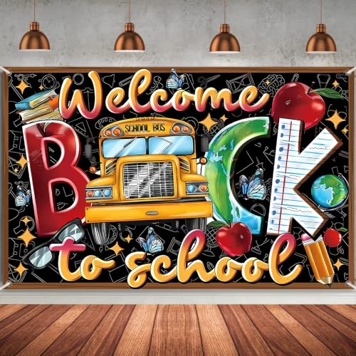 KINGZONE Welcome Back to School Happy Birthday Backdrop - Lel-123 Party Decorations