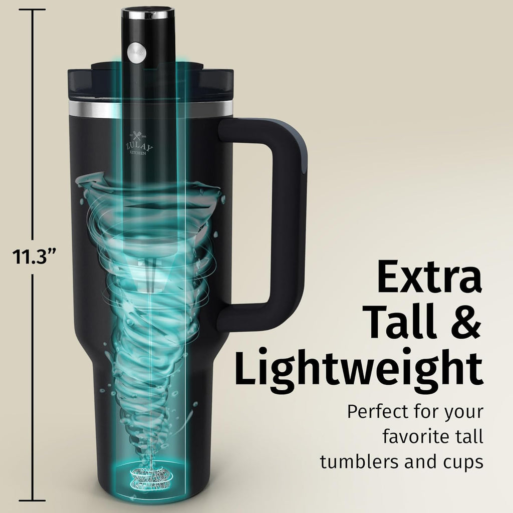 Zulay Kitchen Rechargeable Milk Frother - Powerful 2-Speed Motor, Waterproof Design | 2000mAh Battery - Sky Blue Drink Mixer for Lattes, Cappuccinos, Matcha & Protein Powder