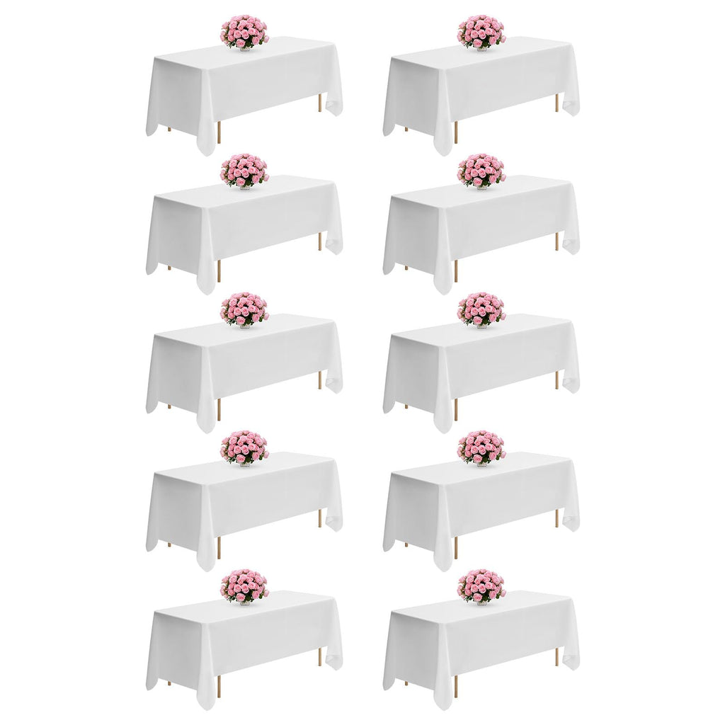 VEVOR White Tablecloths for Rectangle Tables, 10 Pack, 70 x 120 Inches, Reusable and Machine Washable Table Clothes, Wrinkle-Resistant Polyester Fabric Table Covers for Wedding, Party, Banquet