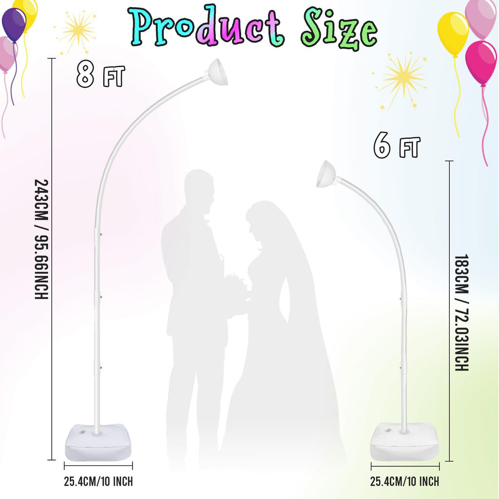 AerWo Lighted Balloon Arch Kit 8.2FT & 6FT, Free Bending Top Half Balloon Arch Stand with Base, Floor Frame for Wedding Birthday Party Baby Shower Yard Lawn Home Christmas Decorations