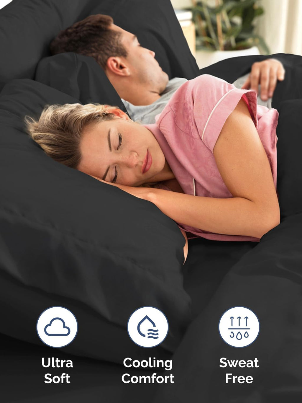 Skiennix Extra Deep Twin Sheet Set - 4 Piece Breathable Cooling Bedding - Soft Wrinkle-Free Black