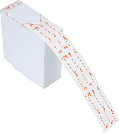 L LIKED Dissolvable Food Storage Labels - 500 Stickers, 1 x 2 Inch, Ideal for Containers (Red)