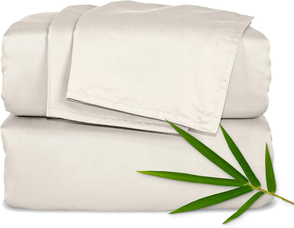 Pure Bamboo California King Sheets - 100% Organic Viscose, Soft & Cooling Bed Sheet Set (Creme)