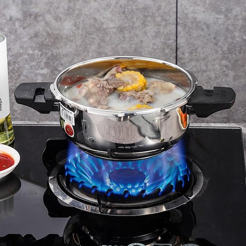 304 Stainless Steel Pressure Cooker, 7 Inch Quick Cooking Pot with Safety Valve, Mirror Polish Interior, Bakelite Handles