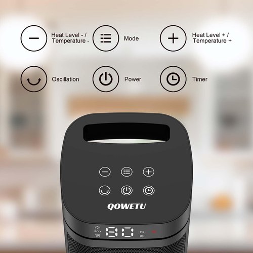 17 inches Space Heater for Indoor Use - 1500W Electric Heaters for Indoor Use with Thermostat, 70° Oscillation, 5 Modes, Remote, 12H Timer, Quiet Portable Heater for Office, Bedroom, Large Room