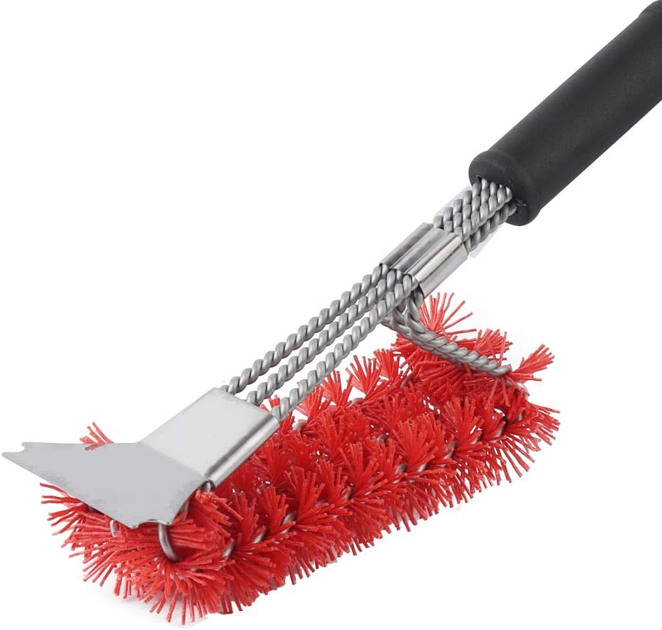 XSUPER Nylon Grill Brush - 3-in-1 BBQ Cleaning Tool with Scraper | 18" Universal Fit for Perfect Grilling