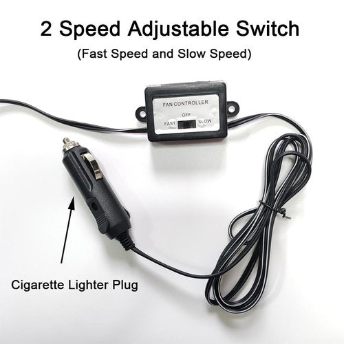 CYDZSW 12v Clip Fan for Car,10 inch Portable 90° Rotation Oscillating 12 Volt DC Desk Fan,2 Speed Car Fans that Blow Cold Air,360° Adjustment Clip on Fans for RV,Truck,SUV and Vehicles(Black)