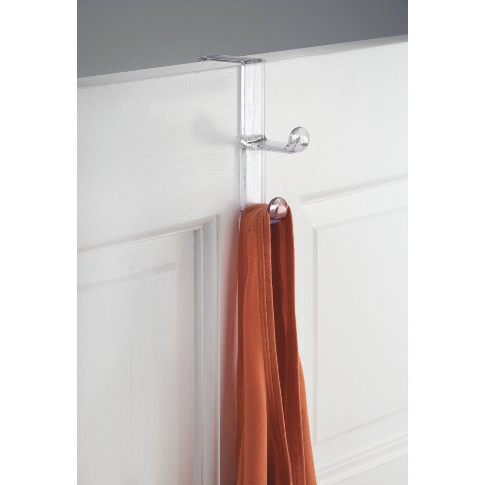 InterDesign Over Door Organizer Hook for Coats, Hats, Robes, Clothes or Towels – Double Hook, Clear, Pack of 3