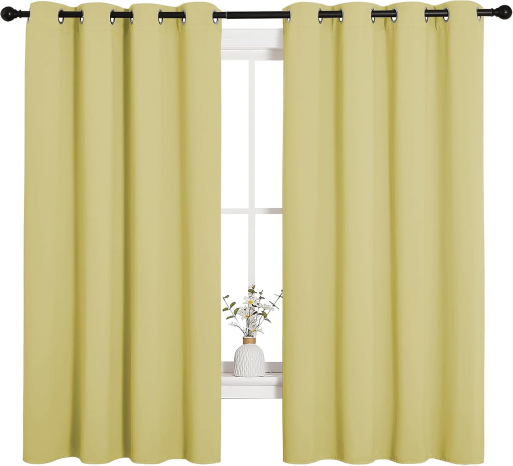 NICETOWN Blackout Curtain Panels - Thermal Insulated Draperies in Paler Yellow | 55 x 68 Inches, 1 Pair