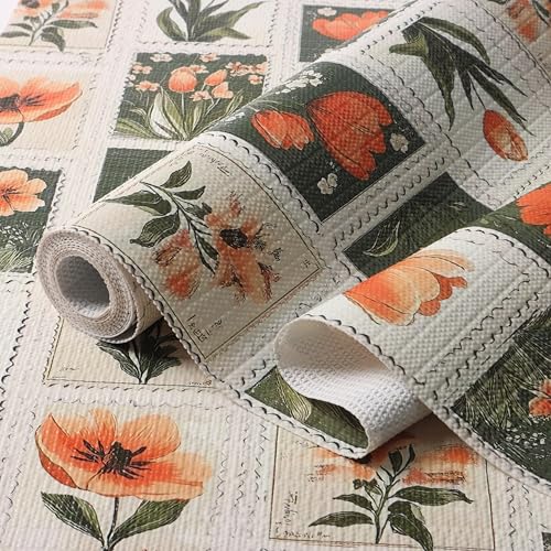 Non-Adhesive Floral Drawer Shelf Liners - Waterproof & Non-Slip 12x10ft