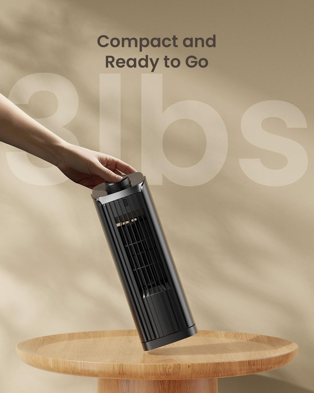PNTCK Fan for Bedroom, 13" Tower Fan with 3 Speeds Max 23ft/s, 70° Oscillating Desk Fan, Bladeless Standing Fan, Portable Fans, Cooling Fans for Office, Home Medium-13”-Knob