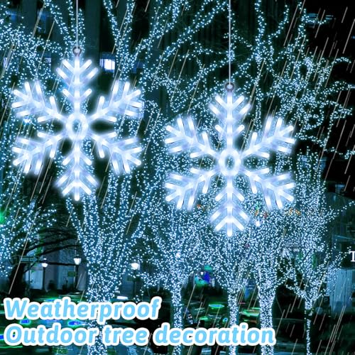Large 23.6 Inch LED Snowflake Lighted Decorations for Outdoor Windows - Christmas Yard & Porch Decor - Variation of 4 / 23.6 x 23.6 in