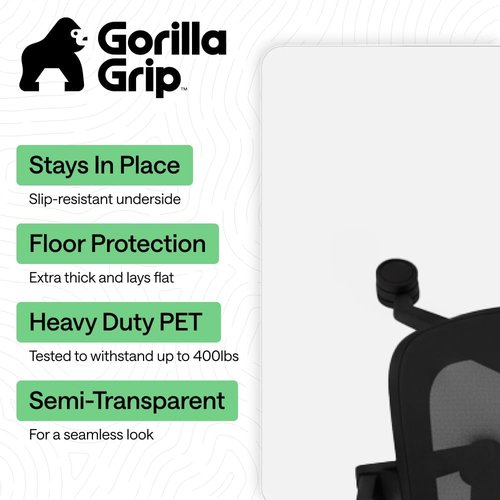 GORILLA GRIP Clear Office Chair Mat - Slip Resistant Protection for Hardwood Floors | 36x48 Inches