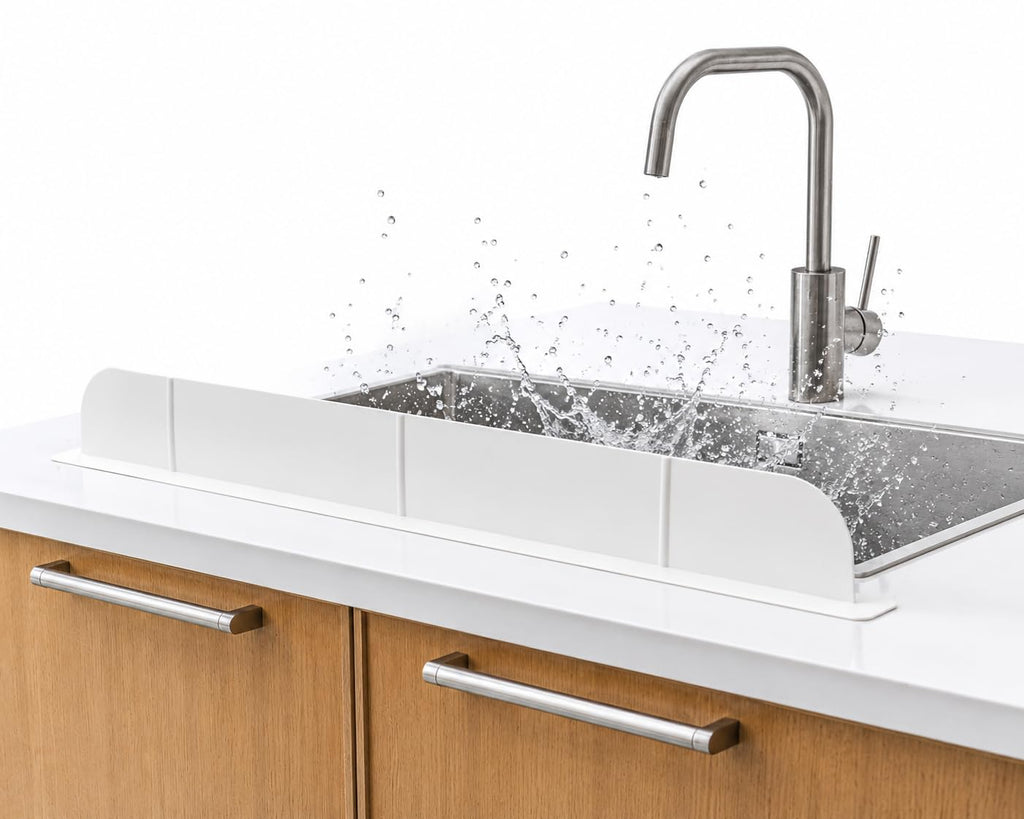 30 inch(75cm) Premium Kitchen Sink Silicone Water Splash Guard Size Upgrade 30" and new Package - NO Suction Cups, Ultra Wide 30" - Made in Korea (Ultra Wide Eco White)