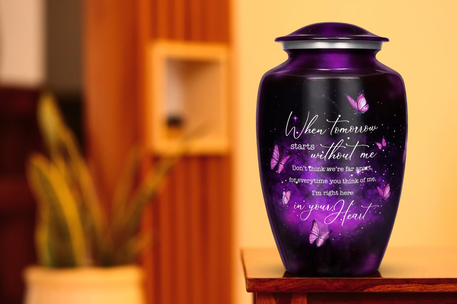 Purple Butterfly Urn for Human Ashes Adult – Large Purple Butterfly Urn for Women & Men with Secure Lid, Handcrafted Metal Urns for Ashes, Keepsake with Upto 200lbs