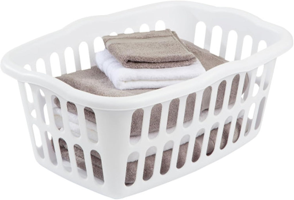 Sterilite Rectangular Laundry Basket - 12-Pack Plastic Clothes Hamper, 1.5 Bushel, White | Ideal for Bedroom & Bathroom Storage