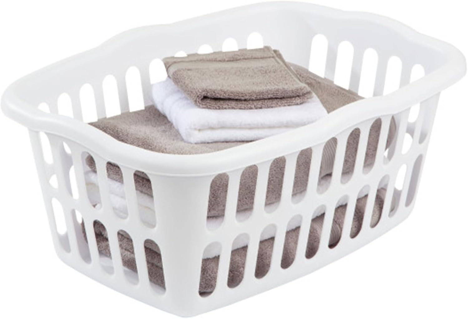 Sterilite Rectangular Laundry Basket - 12-Pack Plastic Clothes Hamper, 1.5 Bushel, White | Ideal for Bedroom & Bathroom Storage