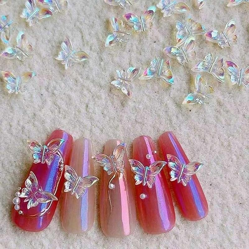 3D Butterfly Nail Charms Aurora Resin Gems for DIY Manicure 20PCS