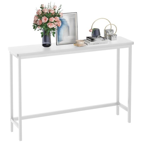 VASMIA Console Table, Entryway Table, Narrow Sofa Table, 39" Bamboo Hallway Table for Entryway, Living Room, Bedroom, Foyer, White