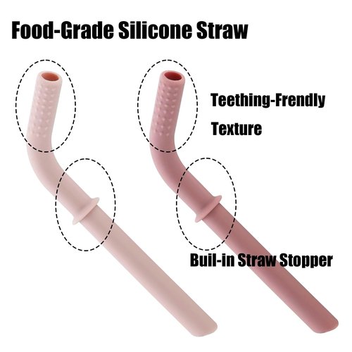 PandaEar Stainless Steel Baby Feeding Set | 2 Divided Suction Plates, 2 Spill-Proof Straw Cups with Silicone Sleeves, 2 Forks & 2 Spoons | Toddler Utensils for Baby Led Weaning, BPA-Free (Pink)