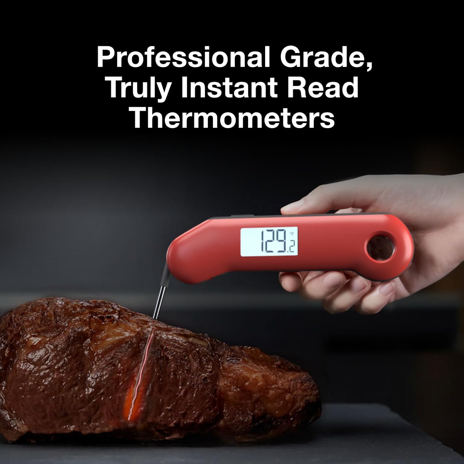 ThermoMaven Digital Meat Thermometer - Instant Read in 0.5 Sec, NIST Certified Accuracy, Waterproof Probe | Red & Gray