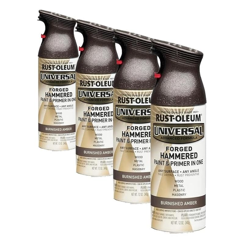 Rust-Oleum Universal Hammered Spray Paint, 12 oz, Burnished Amber (Pack of 4)