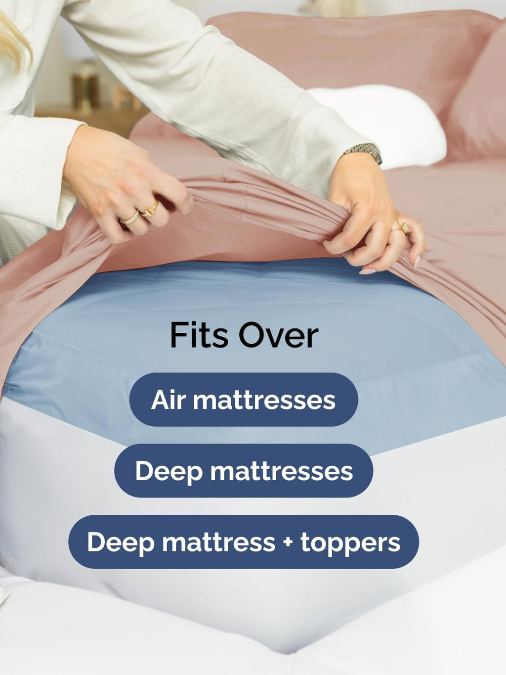 Skiennix Extra Deep King Sheet Set - 6 Piece Cooling & Breathable Bedding - Soft, Wrinkle-Free Mauve