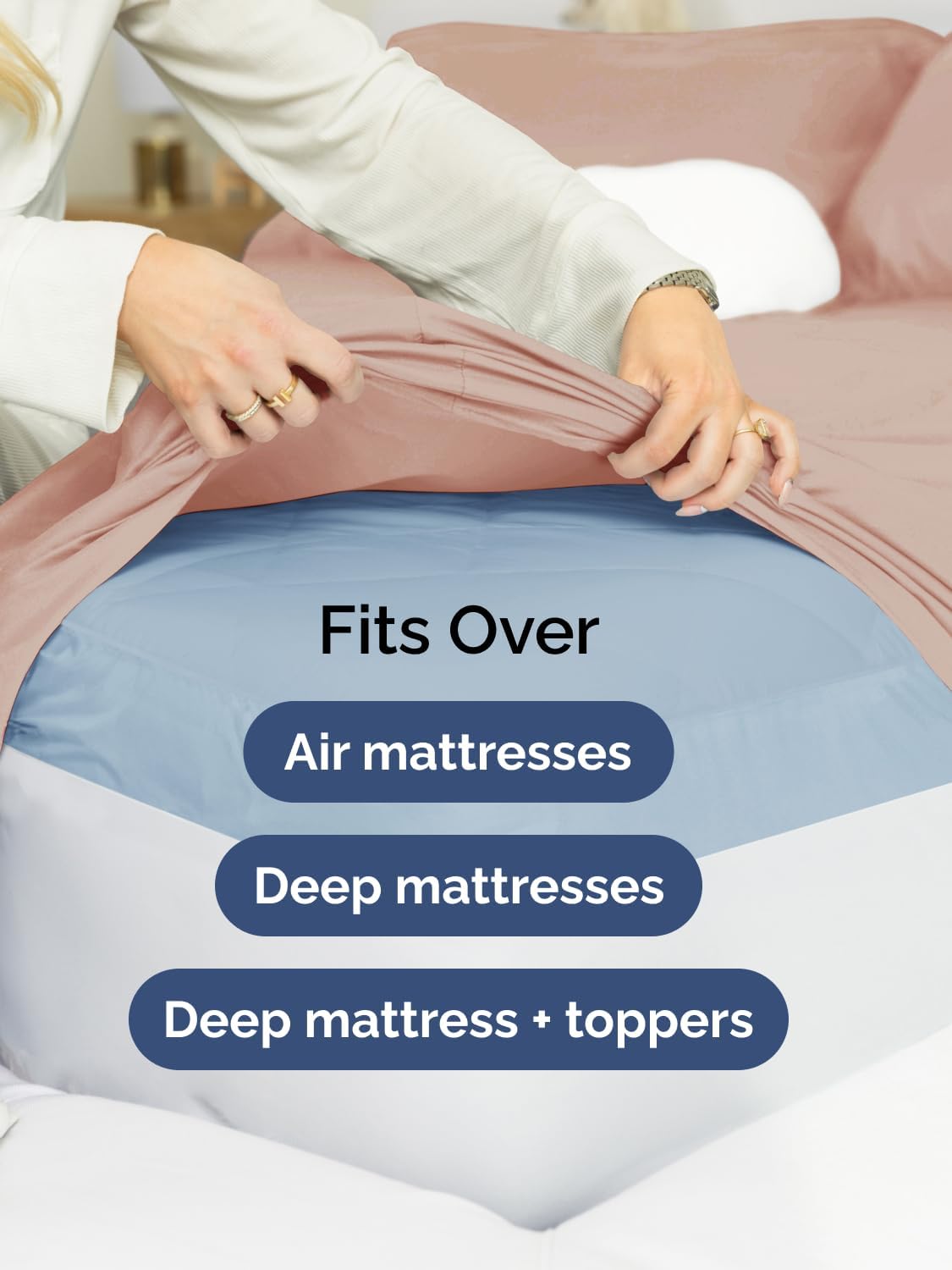 Skiennix Extra Deep King Sheet Set - 6 Piece Cooling & Breathable Bedding - Soft, Wrinkle-Free Mauve