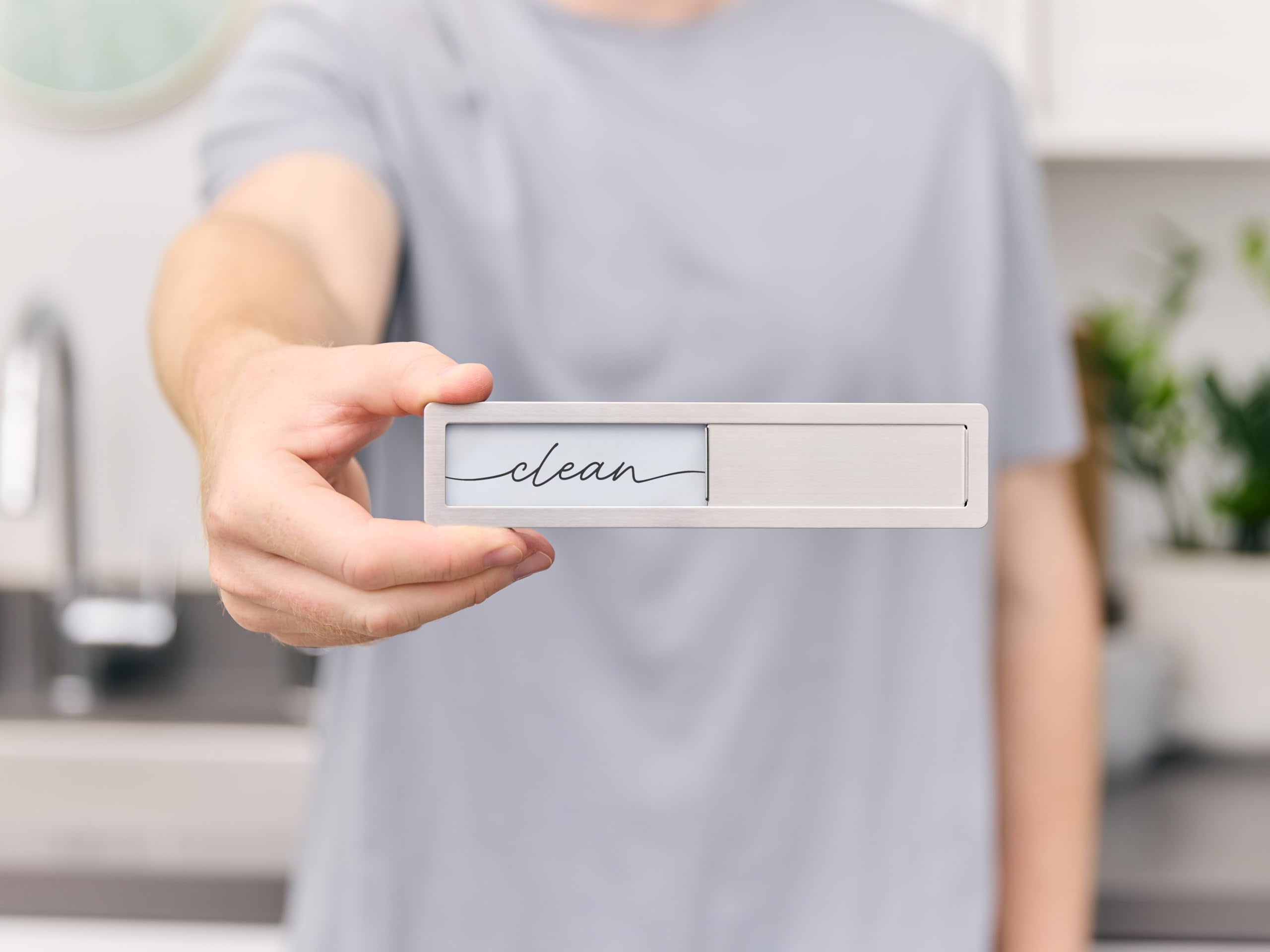 Stainless Steel Clean Dirty Magnet for Dishwasher, Black & White Script Dishwasher Magnet Clean Dirty Sign, Premium Clean/Dirty Dish Washer Magnets with Protective Backing, Rustic Kitchen Dish Sign