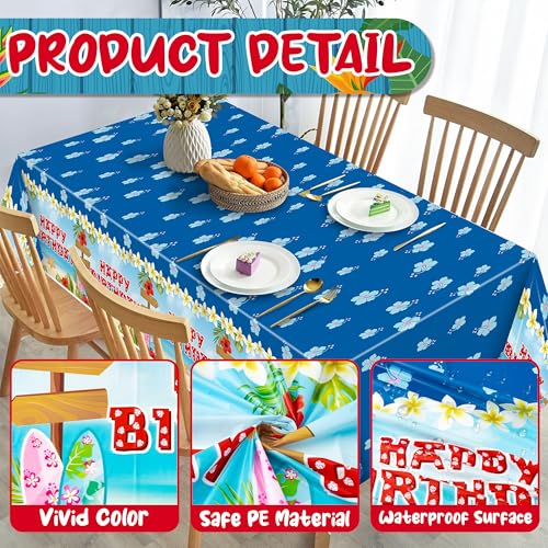 Hawaiian Luau Tablecloth Set - 3 Waterproof Disposable Covers 51" x 87"