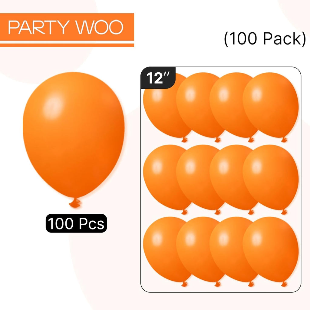 PartyWoo Orange Balloons - 100pcs 12 Inch Fall Latex Helium Balloons for Birthday & Baby Shower Decor