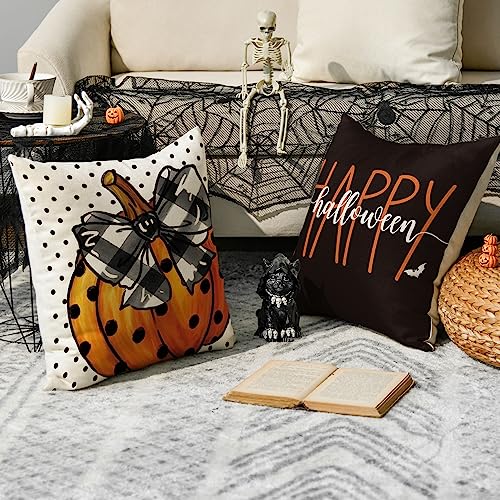 AVOIN colorlife Halloween Throw Pillow Covers, 18x18 Inch Ghost Set of 4