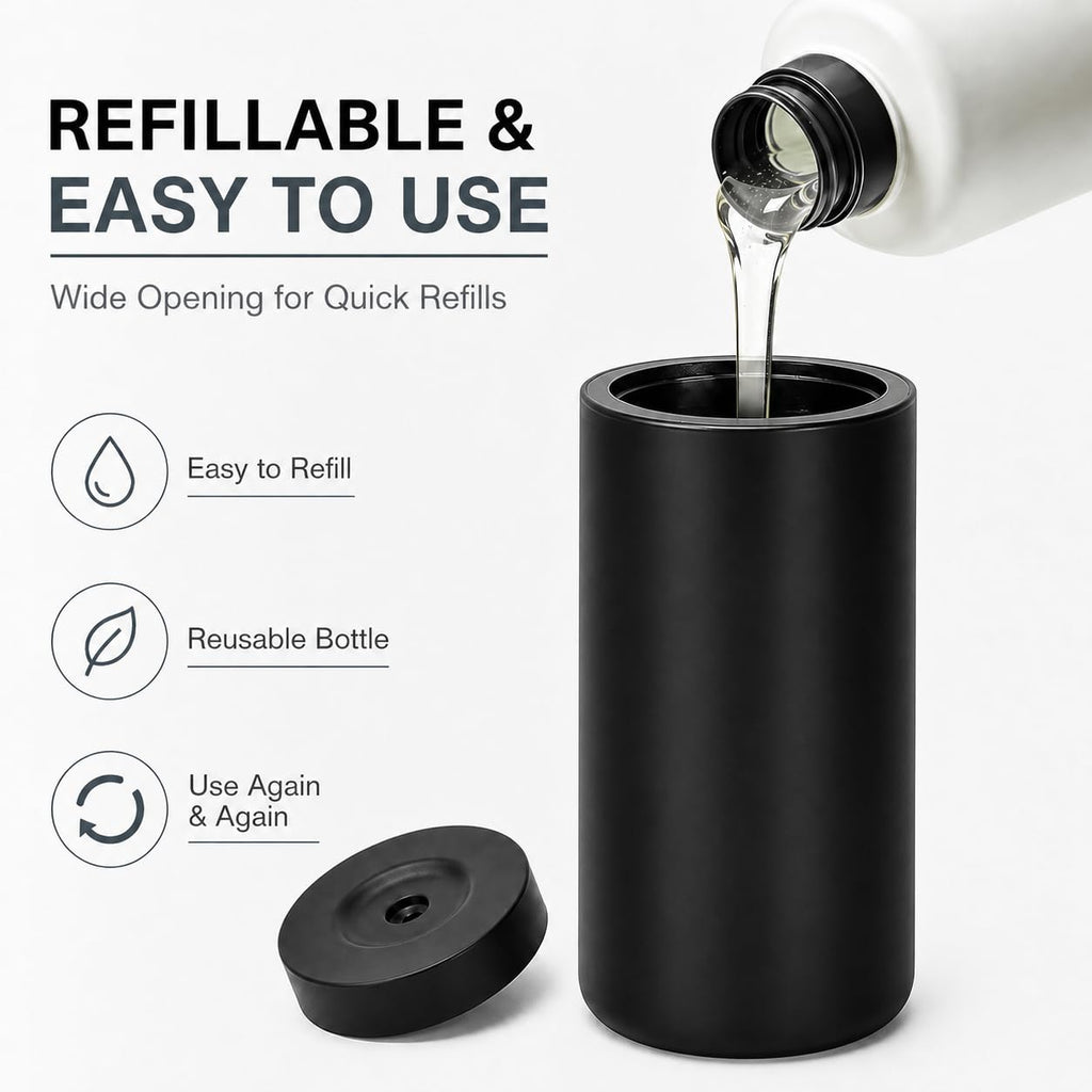 Silicone Dish Soap Dispenser, 8 Oz Refillable Squeeze Bottle, Leakproof for Kitchen Sink, Black