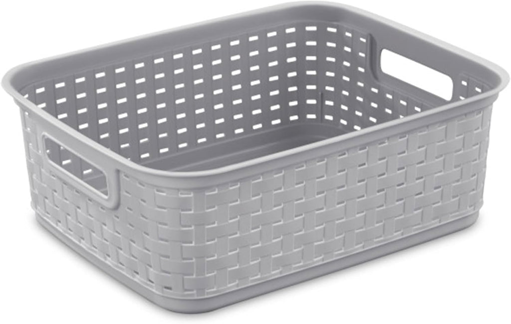Sterilite Storage Baskets - Stylish Plastic Weave Design for Organizing Crafts & Jewelry | Gray, 6-Pack