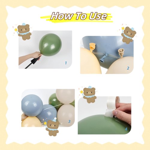 Classic Winnie Cutouts and Green Balloons Arch Kit Set Pastel Balloons for Pooh Baby Shower Decorations Birthday Party Supplies