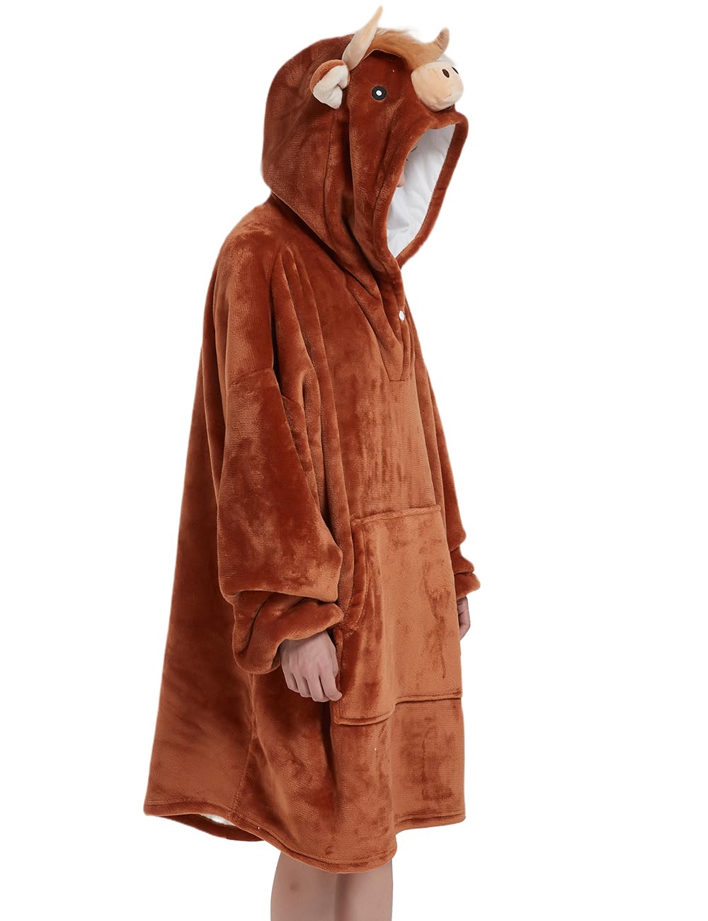 NAFLEAP Blanket Hoodie Women Wearable Blanket Adult Oversized Fleece Sherpa Christmas Sweatshirt Gift for Women, Brown cow adult