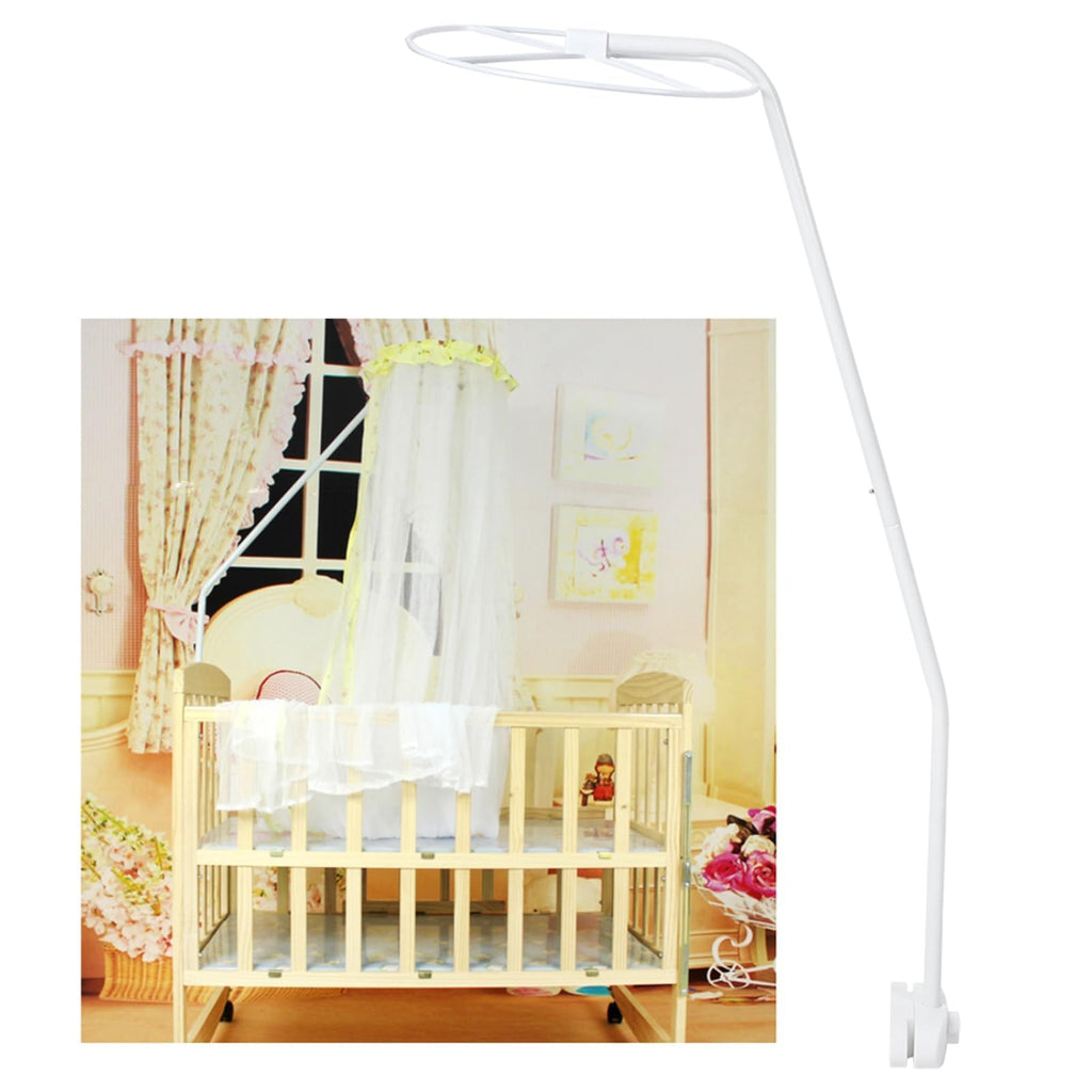 Adjustable Clip On Crib Canopy Holder, 0.9m/2.95ft Baby Net Support Rack for Crib Cot Bed, Easy Install Mosquito Net Stand for Nursery, Universal Crib Conversion Accessories (White)