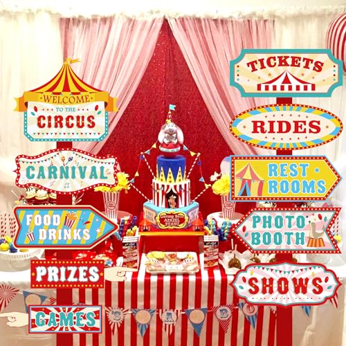 Circus Carnival Party Directional Signs 20 Pcs Birthday Decor
