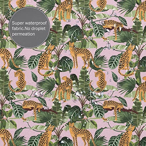 Leopard Palm Leaves Shower Curtain, 72x72 Waterproof Boho Jungle Decor