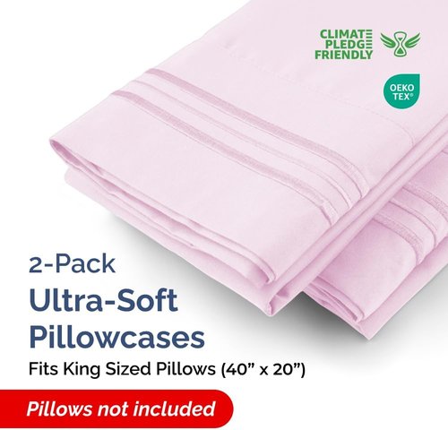 King Pillow Cases by [Brand Name] - Ultra Soft Hotel Quality Covers | Comfy, Cooling & Wrinkle-Free - 2 Piece Set in Pink