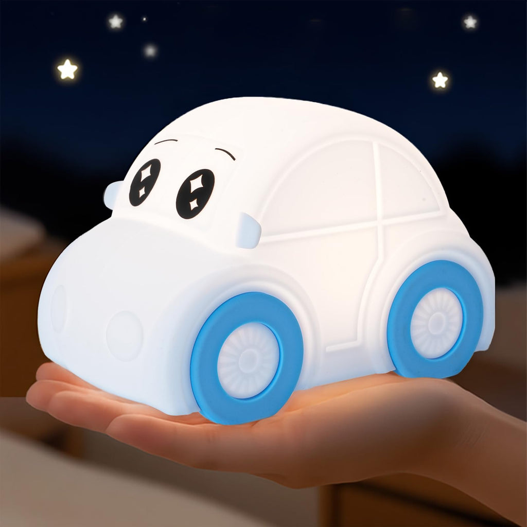 GAGBC Car Night Light for Kids, Tap Control, Color Change, 15/30/60 Min Timer, Dimmble, USB-C Rechargeable Squishy Night Light, Cute Night Lamp for Boys, Girls (car)