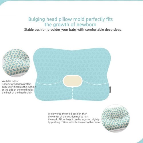 WelsLife Soft Hypoallergenic Baby Head & Neck Support Organic Cotton Cover Machine Washable (Marble Grey)